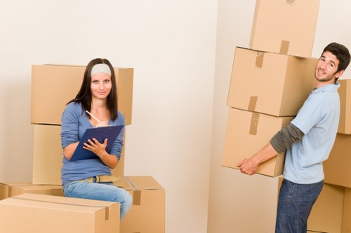 Careful packing of office equipment for a Tufnellpark business move